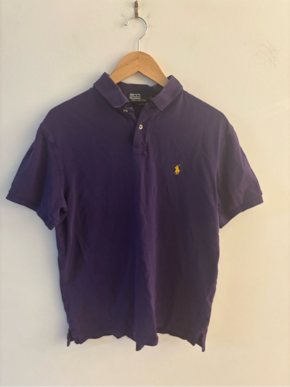 Polo by Ralph Lauren Vintage Men’s Purple Polo TShirt wYellow Emblem, Size XXL